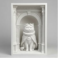 エキゾチックショートヘアのブックヌーク 3Dプリント 白PLA 本棚インテリア