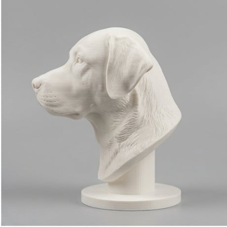 犬（ラブラドールレトリバー）の3Dプリント胸像 白PLA 彫刻 置物 インテリア