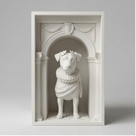 ジャックラッセルテリアのブックヌーク 3Dプリント 白PLA 本棚インテリア