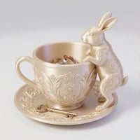 うさぎ（パロミノ）のアクセサリートレイ 小物入れ シルクゴールド