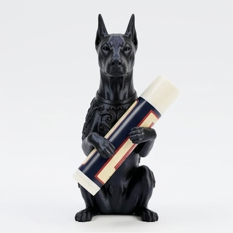 犬（ドーベルマン）の3Dプリント リップケース シルクブラック キーホルダー