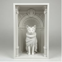 猫（シャム猫）の3Dプリント ブックヌーク 白PLA 本棚インテリア