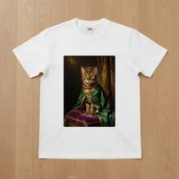 猫（ベンガル）半袖Tシャツ ルネサンス風カラーアート ホワイト 男女兼用