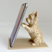 犬（ヨークシャーテリア）のスマホスタンド 卓上 シルクゴールド