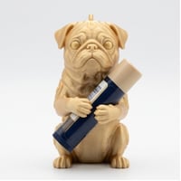 犬（パグ）の3Dプリント リップケース シルクゴールド キーホルダー