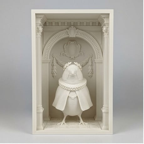 キンカチョウの3Dプリント ブックヌーク 白PLA 本棚インテリア