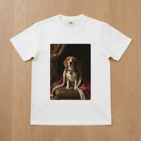 犬（ビーグル）半袖Tシャツ ルネサンス風カラーアート ホワイト 男女兼用
