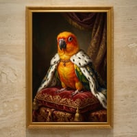 インコ（コガネメキシコインコ）のルネサンス風肖像画 A3額装インテリア壁掛け