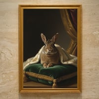 うさぎ（ミニレッキス）のルネサンス風肖像画 油絵風アートA3額装インテリア壁掛け