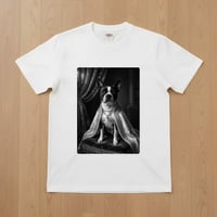 犬（ボストンテリア）半袖Tシャツ ルネサンス風モノクロアート ホワイト 男女兼用