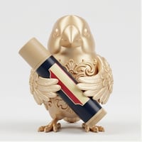 文鳥・ブンチョウの3Dプリント リップケース シルクゴールド キーホルダー