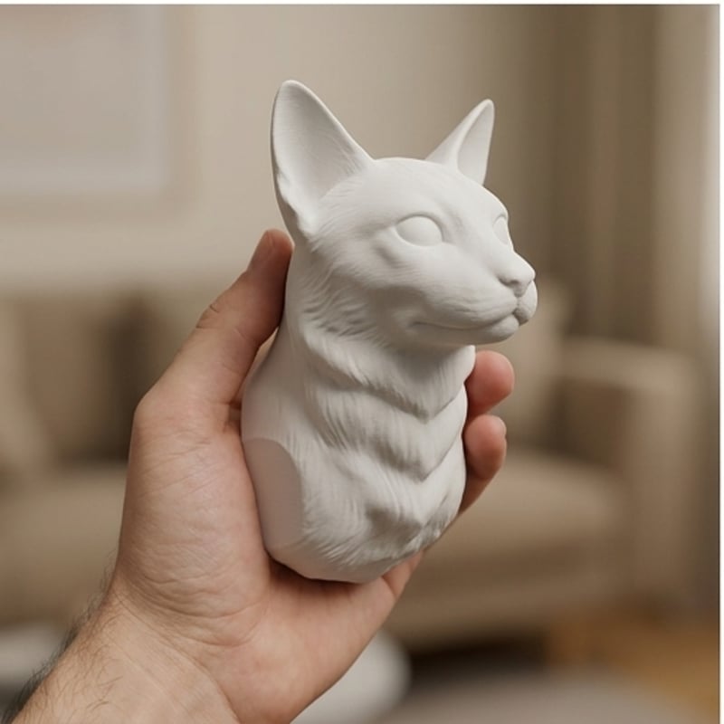 猫（トンキニーズ）の壁掛けレリーフ 3Dプリント 白PLA インテリア