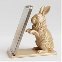 うさぎ（ライオンヘッド）のスマホスタンド 卓上 シルクゴールド