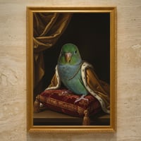 インコ（サザナミインコ）のルネサンス風肖像画 A3額装インテリア壁掛け