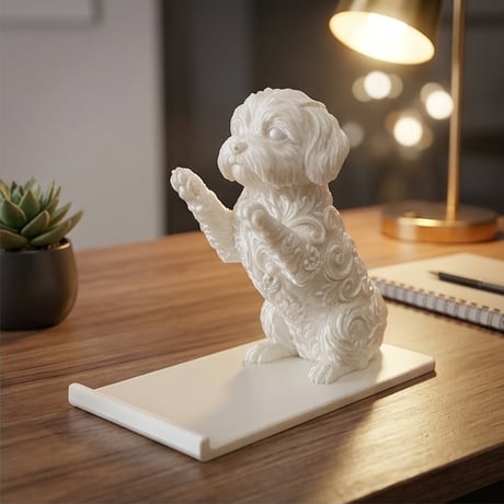 犬（マルチーズ）のスマホスタンド 卓上 シルクホワイト