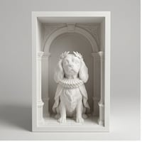 犬（キャバリア）の3Dプリント ブックヌーク 白PLA 本棚インテリア