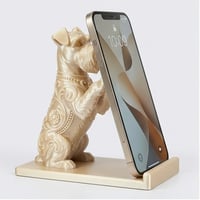 犬（ミニチュアシュナウザー）のスマホスタンド 卓上 シルクゴールド