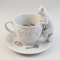 猫（ソマリ）のアクセサリートレイ 小物入れ マットホワイト