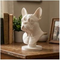 犬（フレンチブルドッグ）の3Dプリント胸像 白PLA 彫刻 置物 インテリア