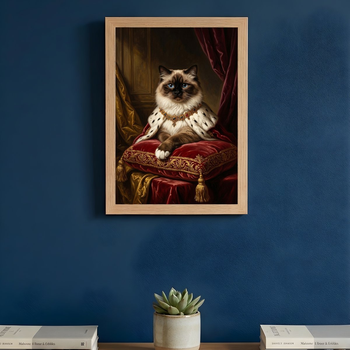 猫（ヒマラヤン）のルネサンス風肖像画 油絵風アートA4額装インテリア