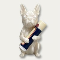 犬（ボストンテリア）の3Dプリント リップケース シルクホワイト キーホルダー