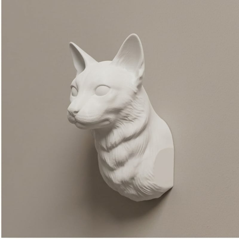 猫（トンキニーズ）の壁掛けレリーフ 3Dプリント 白PLA インテリア
