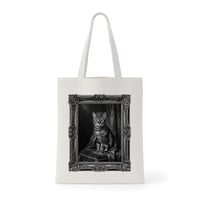 猫（ベンガル）トートバッグ ルネサンス風モノクロアート 額縁デザイン