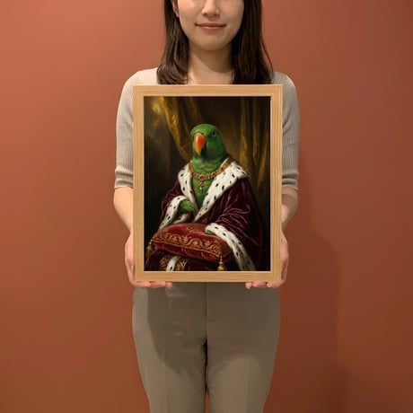 インコ（オオハナインコ）のルネサンス風肖像画 A4額装インテリア壁掛け