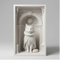 猫（ターキッシュアンゴラ）の3Dプリント ブックヌーク 白PLA 本棚インテリア