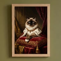 猫（ヒマラヤン）のルネサンス風肖像画 油絵風アートA4額装インテリア壁掛け