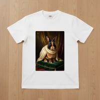 うさぎ（ハーレクイン）半袖Tシャツ ルネサンス風カラーアート ホワイト 男女兼用