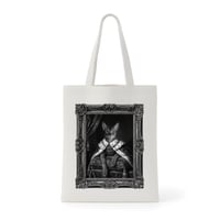 猫（アビシニアン）トートバッグ ルネサンス風モノクロアート 額縁デザイン