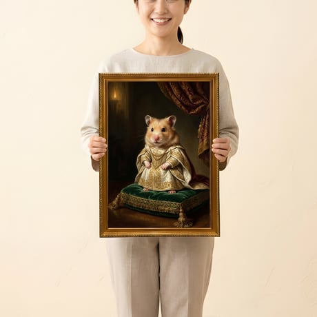 ハムスター（ゴールデンハムスター）のルネサンス風肖像画 A3額装インテリア壁掛け