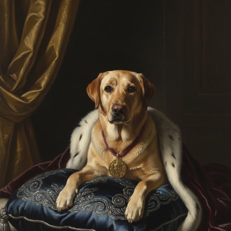 犬（ラブラドールレトリバー）のルネサンス風肖像画 A4額装インテリア壁掛け