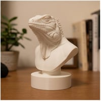 イグアナ（ブルーイグアナ）の3Dプリント胸像 白PLA 彫刻 置物 インテリア
