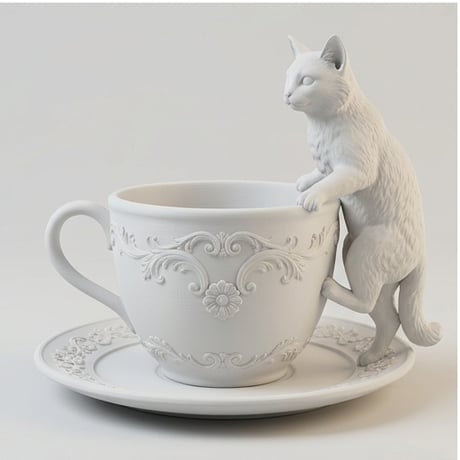 猫（ソマリ）のアクセサリートレイ 小物入れ マットホワイト