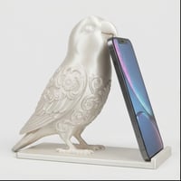 インコ（コザクラインコ）のスマホスタンド 卓上 シルクホワイト
