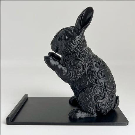 うさぎ（ジャージーウーリー）のスマホスタンド 卓上 シルクブラック