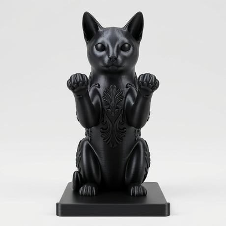 猫（ロシアンブルー）のスマホスタンド 卓上 シルクブラック