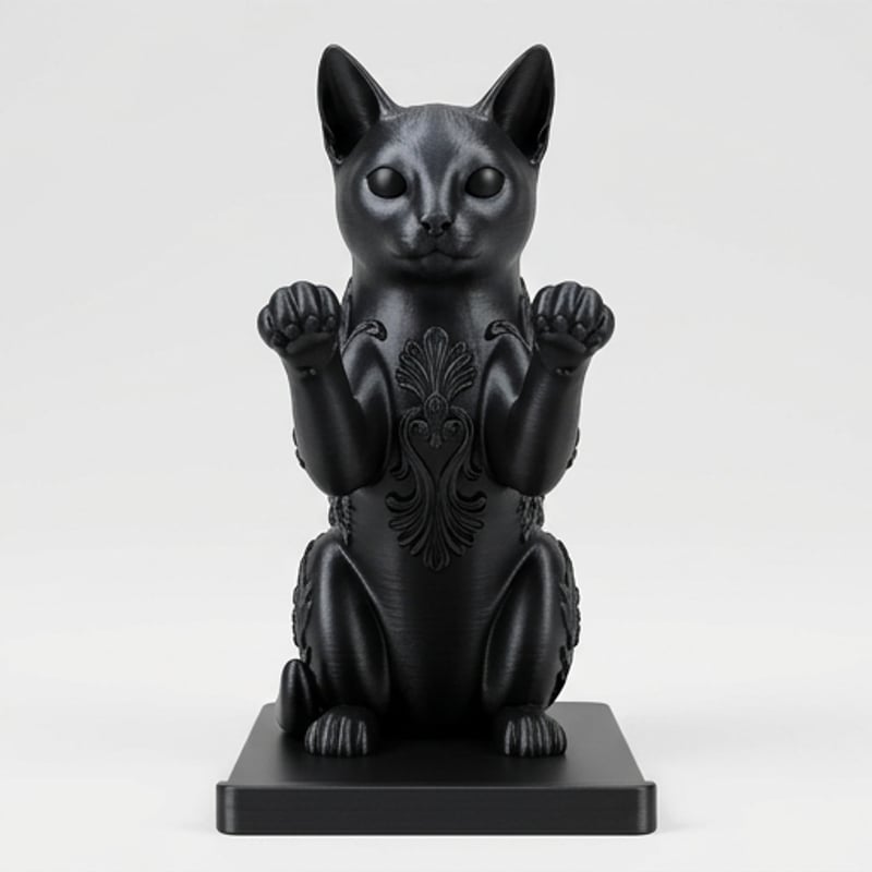 猫（ロシアンブルー）のスマホスタンド 卓上 シルクブラック | うちの