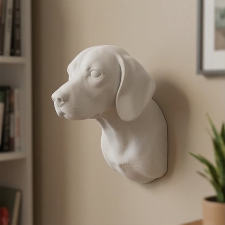 犬（ビーグル）の壁掛けレリーフ 3Dプリント 白PLA インテリア