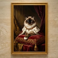 猫（ヒマラヤン）のルネサンス風肖像画 油絵風アートA3額装インテリア壁掛け