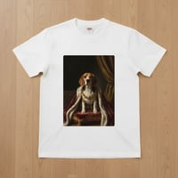 犬（ビーグル）半袖Tシャツ ルネサンス風カラーアート ホワイト 男女兼用
