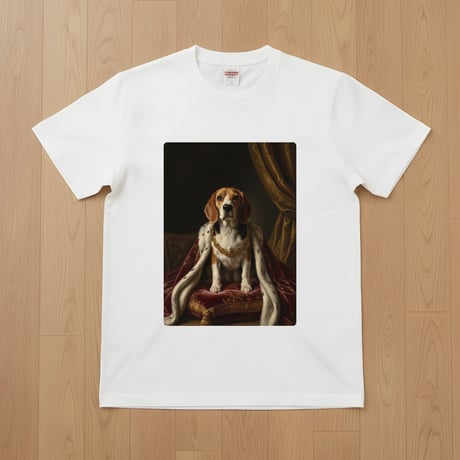 犬（ビーグル）半袖Tシャツ ルネサンス風カラーアート ホワイト 男女兼用