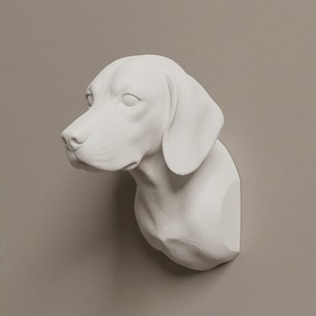 犬（ビーグル）の壁掛けレリーフ 3Dプリント 白PLA インテリア
