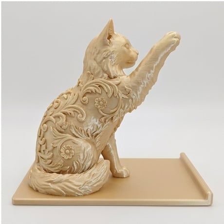 猫（ソマリ）のスマホスタンド 卓上 シルクゴールド