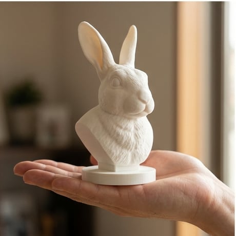 うさぎ（ミニレッキス）の3Dプリント胸像 白PLA 彫刻 置物 インテリア