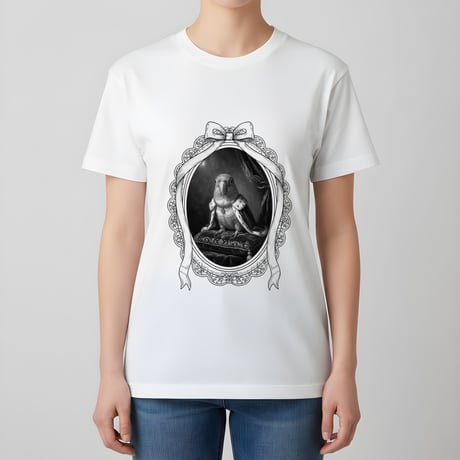 シロハラインコ半袖Tシャツ ルネサンス風モノクロ ホワイト 男女兼用