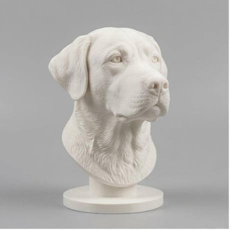 犬（ラブラドールレトリバー）の3Dプリント胸像 白PLA 彫刻 置物 インテリア