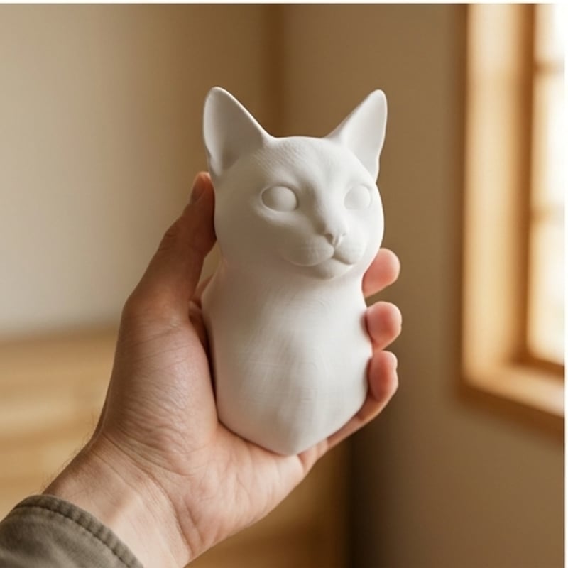 猫の壁掛けレリーフ 3Dプリント 白PLA インテリア | うちの子